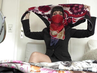 Elegant Silk Scarf Styling with Scarf Mask and Headscarf