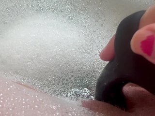 After all that wetting I needed a bath with my buzzy friend - post wetting masturbation POV