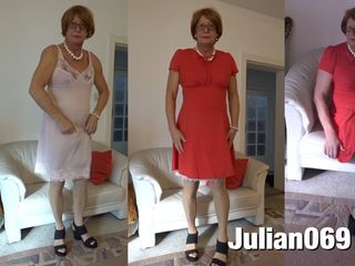 Julian069 Pantyhose, slip, red dress